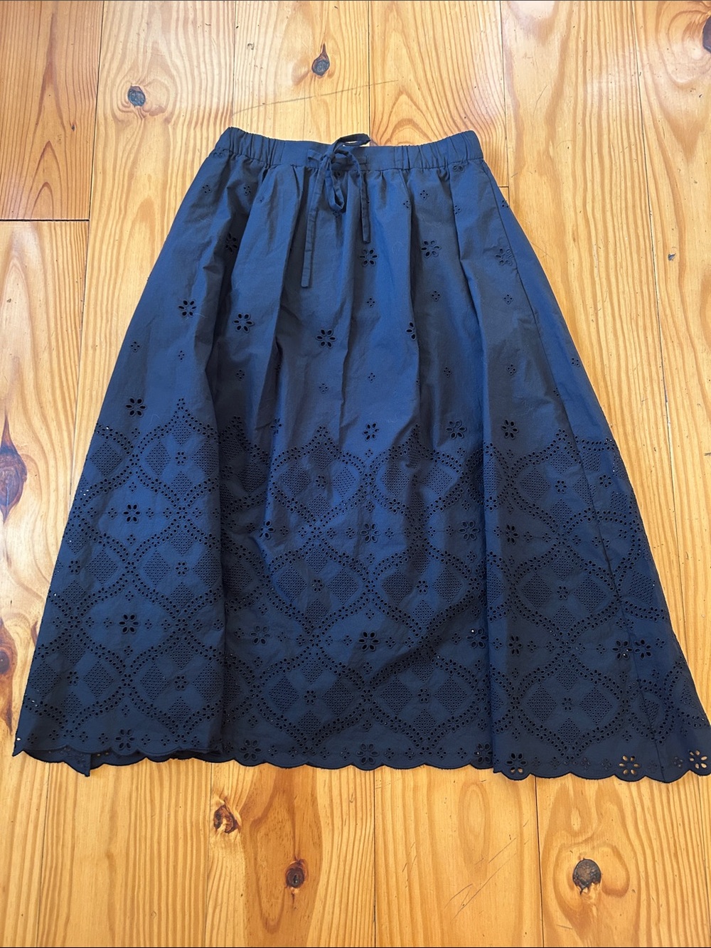 Brooks Brothers Black Eyelet A-Line Midi Skirt